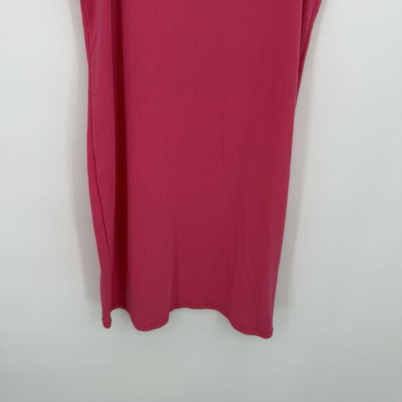 Out From Under Urban Outfitters Bright Pink Ribbed Mini Dress Size Large Cotton - Picture 3 of 9